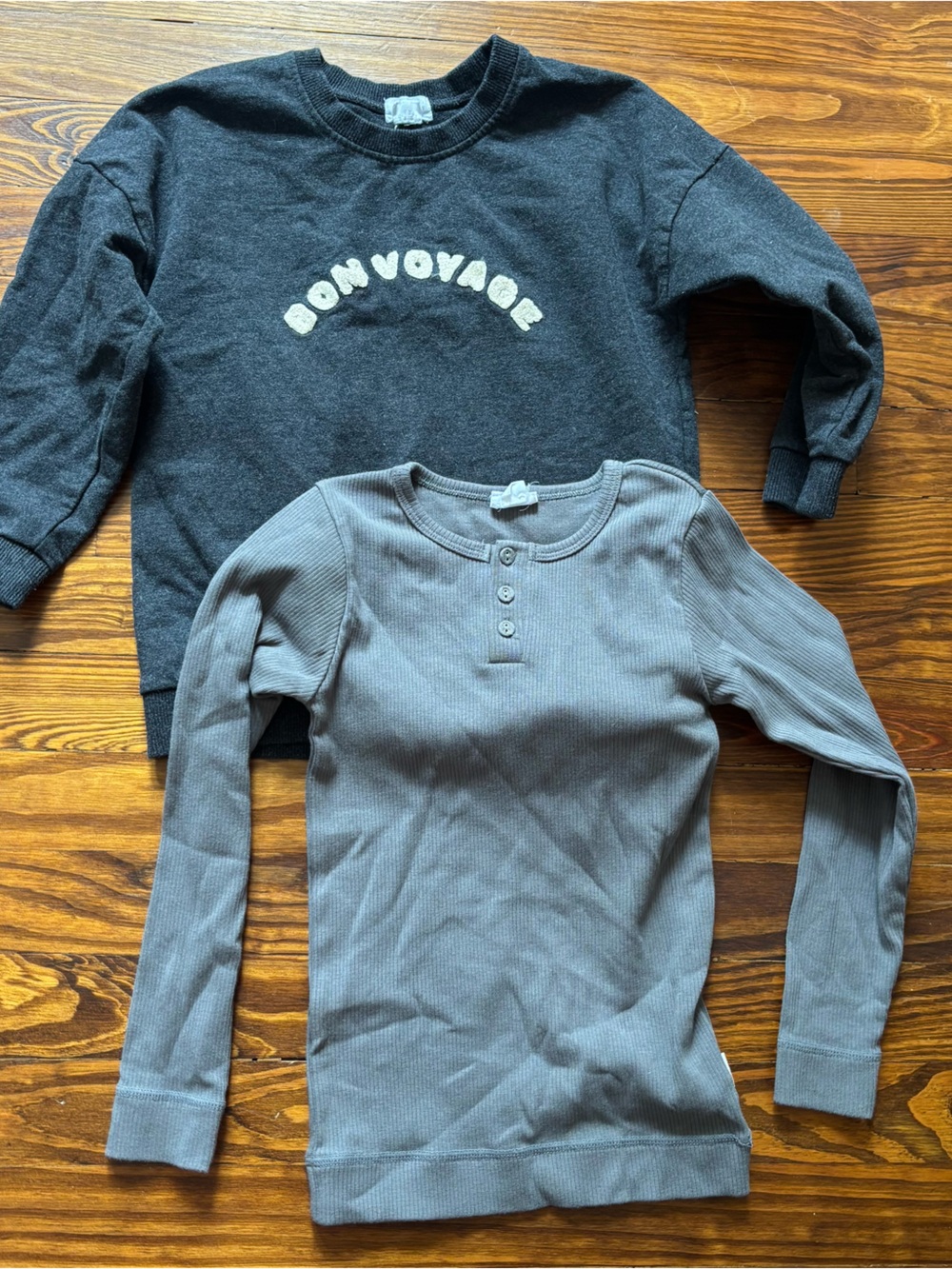 Jamie Kay Ribbed Henley top &'BON VOYAGE' Sweatshirt bundle sz 6y